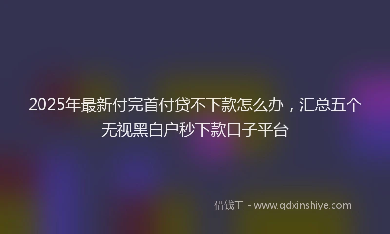 2025年最新付完首付贷不下款怎么办，汇总五个无视黑白户秒下款口子平台