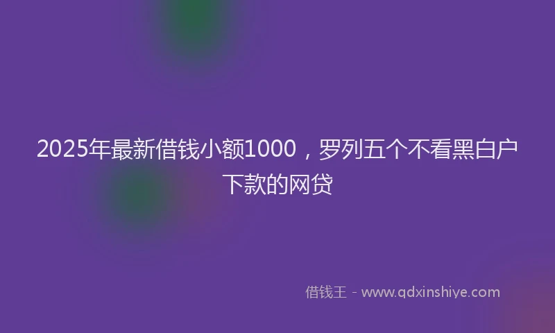 2025年最新借钱小额1000，罗列五个不看黑白户下款的网贷