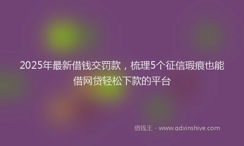 2025年最新借钱交罚款，梳理5个征信瑕疵也能借网贷轻松下款的平台