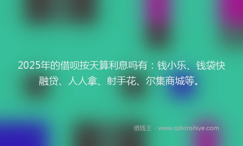 2025年的借呗按天算利息吗有：钱小乐、钱袋快融贷、人人拿、射手花、尔集商城等。