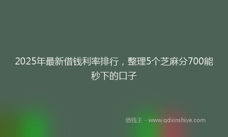 2025年最新借钱利率排行，整理5个芝麻分700能秒下的口子