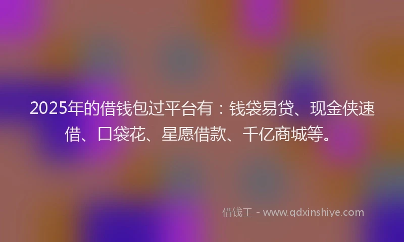 2025年的借钱包过平台有：钱袋易贷、现金侠速借、口袋花、星愿借款、千亿商城等。