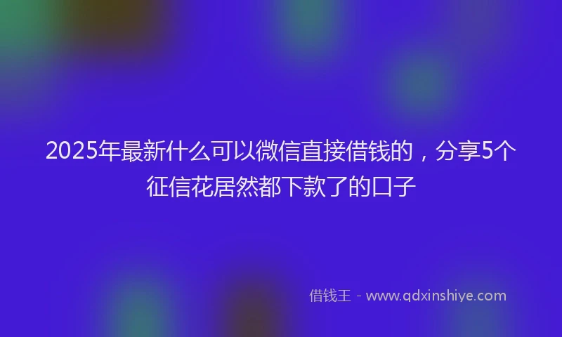 2025年最新什么可以微信直接借钱的，分享5个征信花居然都下款了的口子