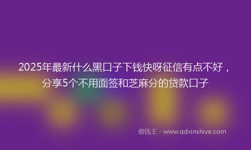 2025年最新什么黑口子下钱快呀征信有点不好，分享5个不用面签和芝麻分的贷款口子