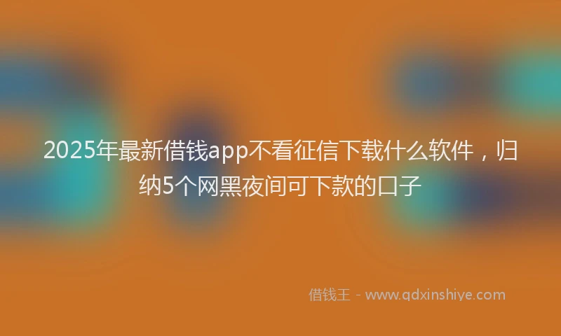 2025年最新借钱app不看征信下载什么软件，归纳5个网黑夜间可下款的口子
