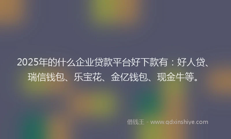 2025年的什么企业贷款平台好下款有：好人贷、瑞信钱包、乐宝花、金亿钱包、现金牛等。