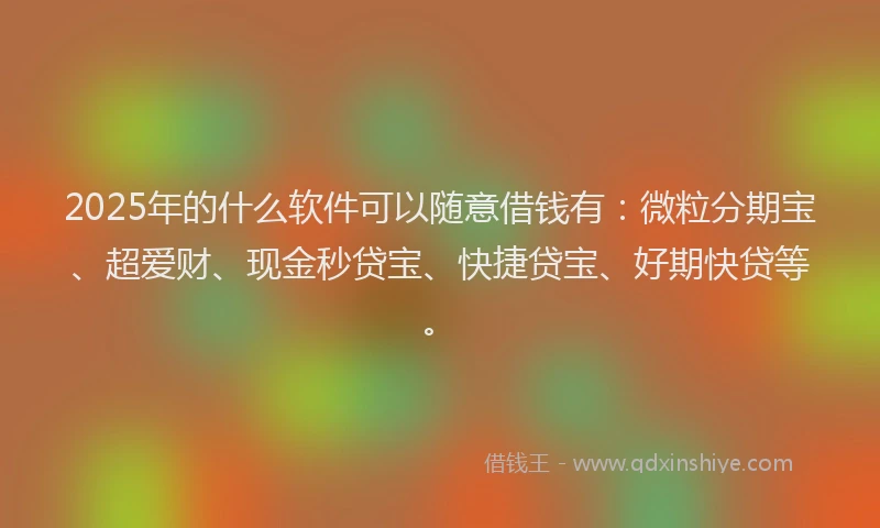 2025年的什么软件可以随意借钱有：微粒分期宝、超爱财、现金秒贷宝、快捷贷宝、好期快贷等。