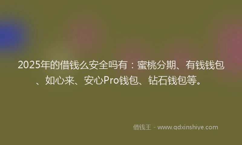 2025年的借钱么安全吗有：蜜桃分期、有钱钱包、如心来、安心Pro钱包、钻石钱包等。