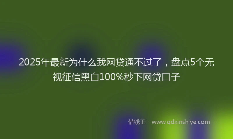2025年最新为什么我网贷通不过了，盘点5个无视征信黑白100%秒下网贷口子