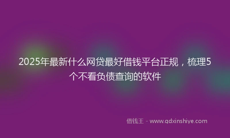 2025年最新什么网贷最好借钱平台正规，梳理5个不看负债查询的软件