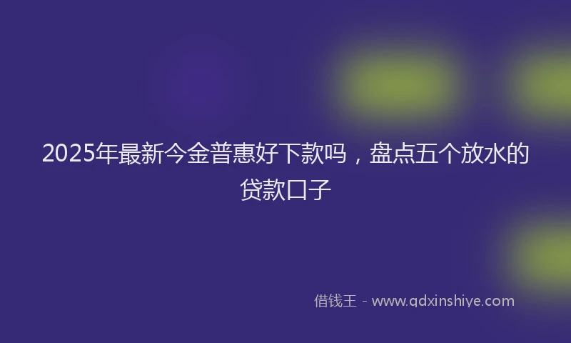 2025年最新今金普惠好下款吗，盘点五个放水的贷款口子