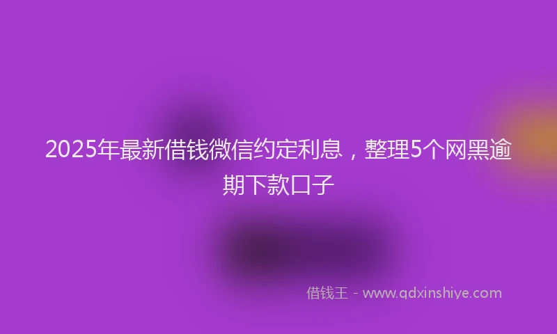 2025年最新借钱微信约定利息，整理5个网黑逾期下款口子