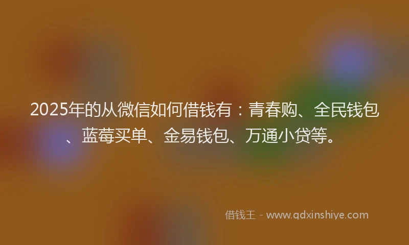 2025年的从微信如何借钱有：青春购、全民钱包、蓝莓买单、金易钱包、万通小贷等。