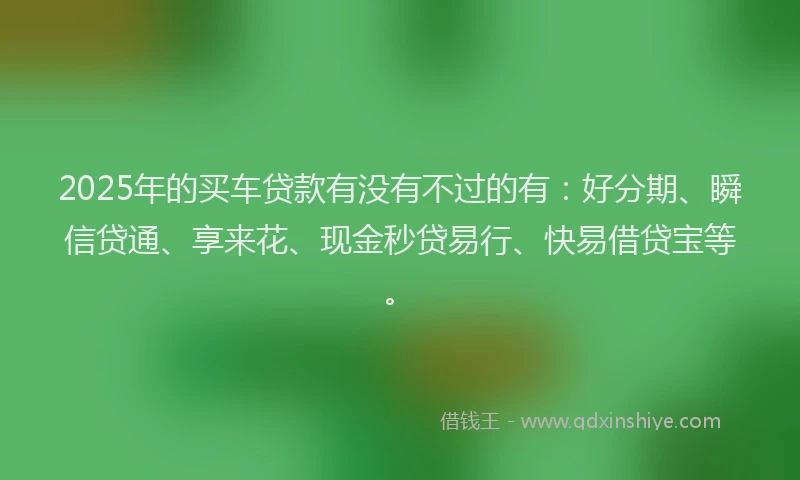 2025年的买车贷款有没有不过的有：好分期、瞬信贷通、享来花、现金秒贷易行、快易借贷宝等。