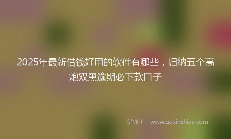 2025年最新借钱好用的软件有哪些，归纳五个高炮双黑逾期必下款口子
