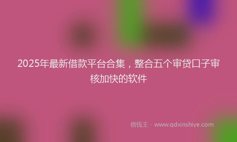 2025年最新借款平台合集，整合五个审贷口子审核加快的软件