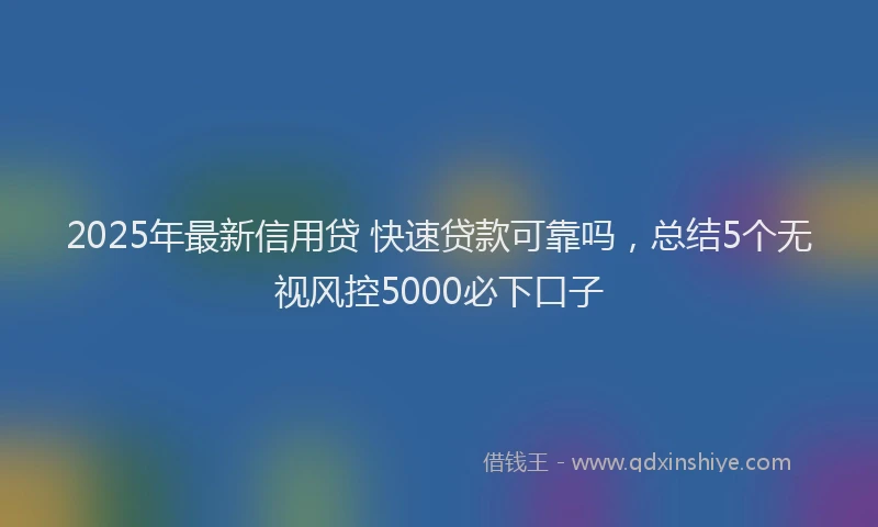 2025年最新信用贷 快速贷款可靠吗，总结5个无视风控5000必下口子