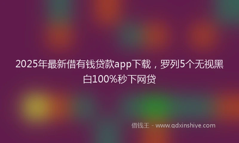 2025年最新借有钱贷款app下载，罗列5个无视黑白100%秒下网贷
