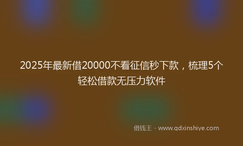 2025年最新借20000不看征信秒下款，梳理5个轻松借款无压力软件
