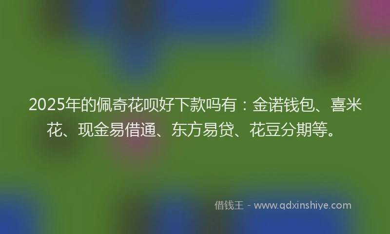 2025年的佩奇花呗好下款吗有：金诺钱包、喜米花、现金易借通、东方易贷、花豆分期等。