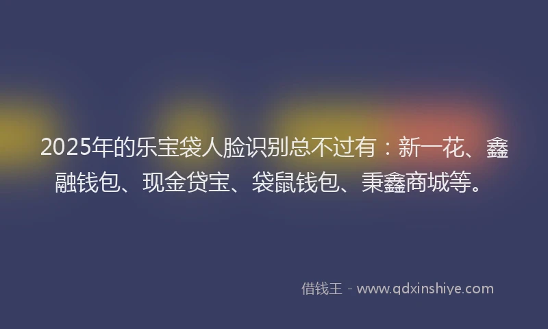 2025年的乐宝袋人脸识别总不过有：新一花、鑫融钱包、现金贷宝、袋鼠钱包、秉鑫商城等。