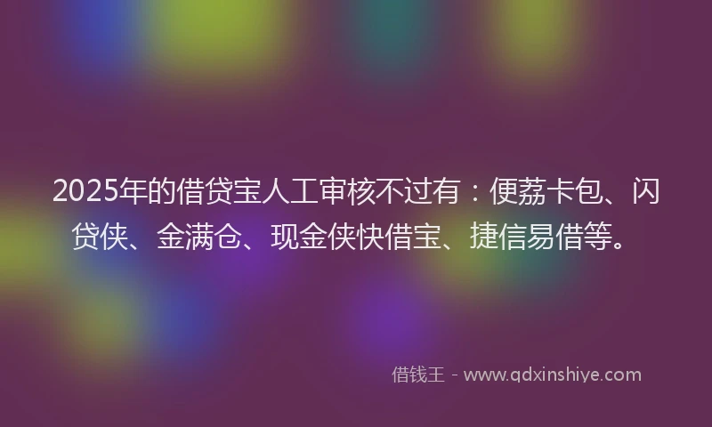 2025年的借贷宝人工审核不过有：便荔卡包、闪贷侠、金满仓、现金侠快借宝、捷信易借等。