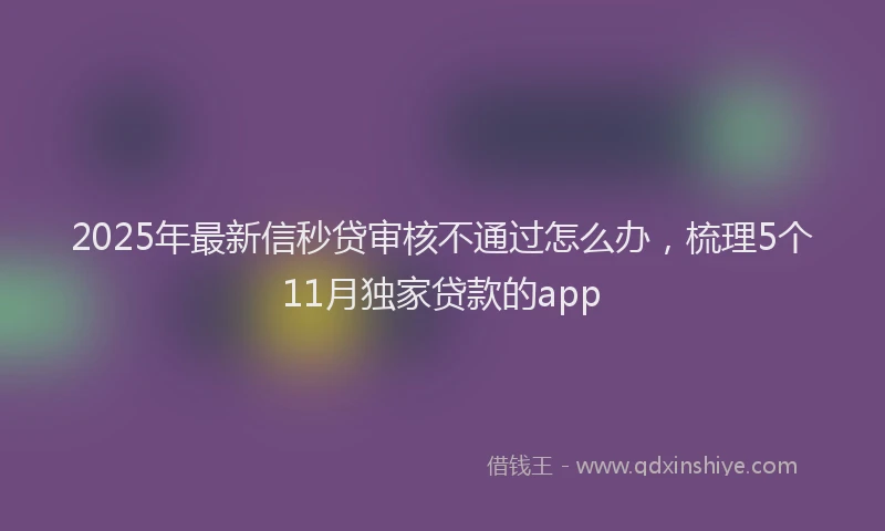 2025年最新信秒贷审核不通过怎么办，梳理5个11月独家贷款的app