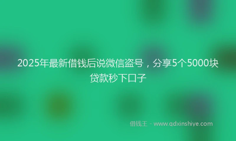 2025年最新借钱后说微信盗号，分享5个5000块贷款秒下口子