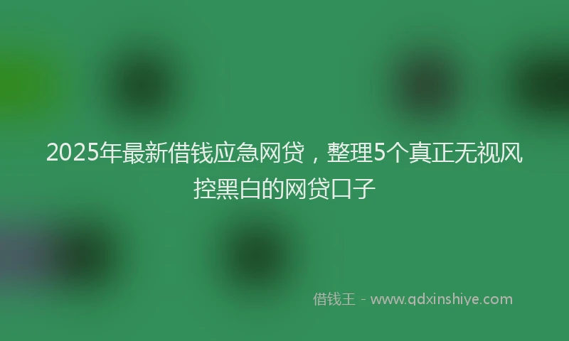 2025年最新借钱应急网贷，整理5个真正无视风控黑白的网贷口子