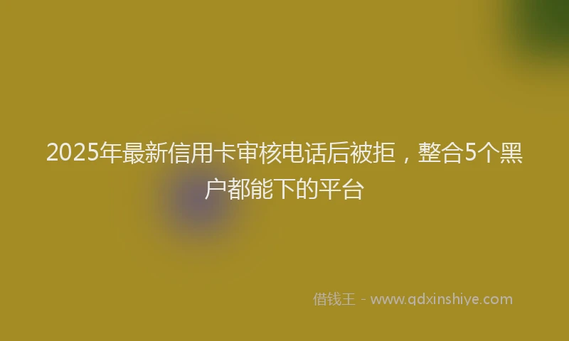 2025年最新信用卡审核电话后被拒，整合5个黑户都能下的平台