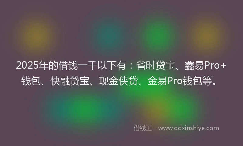 2025年的借钱一千以下有：省时贷宝、鑫易Pro+钱包、快融贷宝、现金侠贷、金易Pro钱包等。