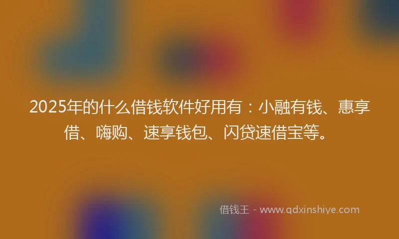 2025年的什么借钱软件好用有：小融有钱、惠享借、嗨购、速享钱包、闪贷速借宝等。