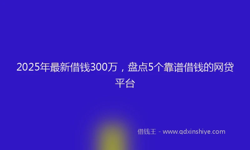 2025年最新借钱300万，盘点5个靠谱借钱的网贷平台