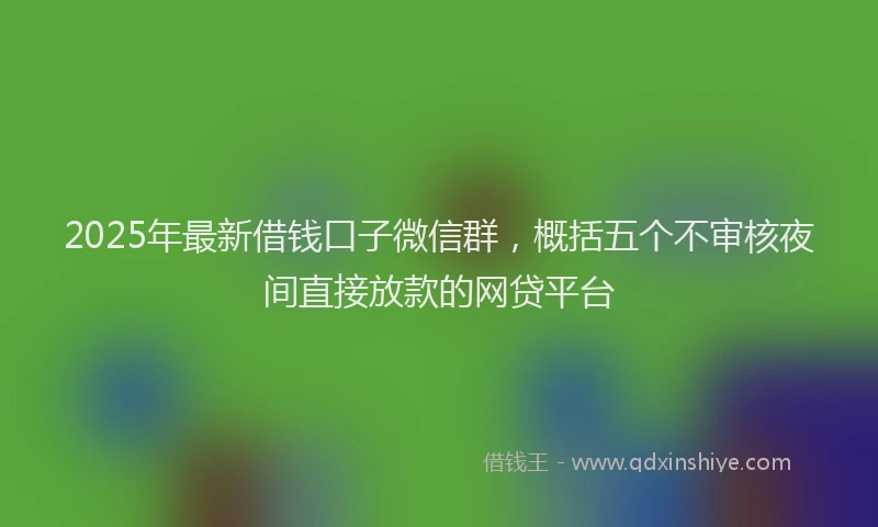 2025年最新借钱口子微信群，概括五个不审核夜间直接放款的网贷平台