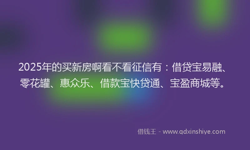 2025年的买新房啊看不看征信有：借贷宝易融、零花罐、惠众乐、借款宝快贷通、宝盈商城等。