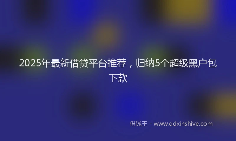 2025年最新借贷平台推荐，归纳5个超级黑户包下款