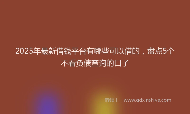 2025年最新借钱平台有哪些可以借的，盘点5个不看负债查询的口子