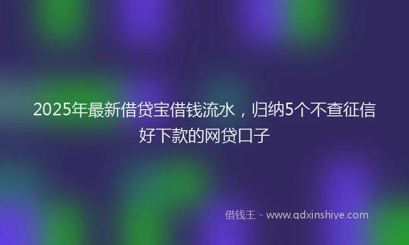 2025年最新借贷宝借钱流水，归纳5个不查征信好下款的网贷口子