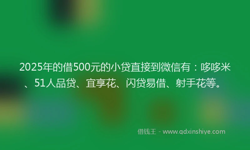2025年的借500元的小贷直接到微信有：哆哆米、51人品贷、宜享花、闪贷易借、射手花等。