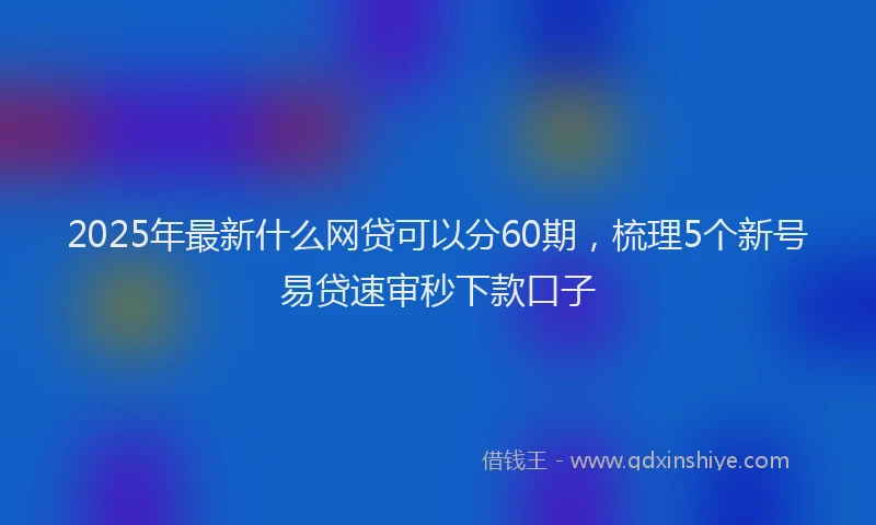 2025年最新什么网贷可以分60期，梳理5个新号易贷速审秒下款口子