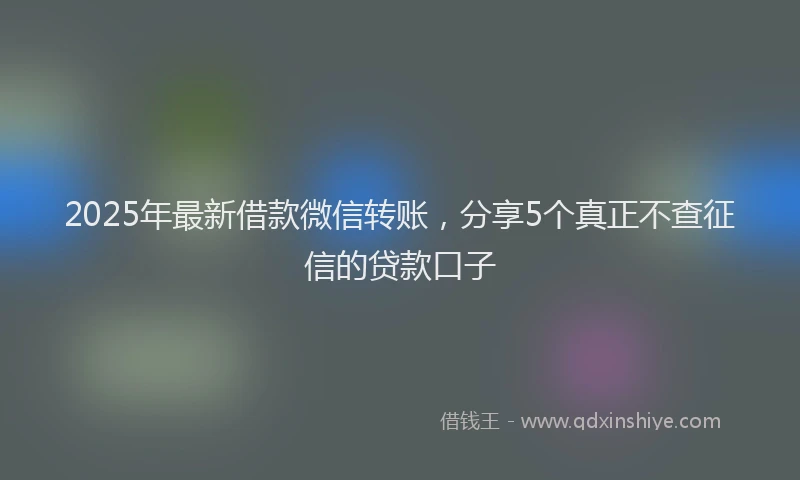 2025年最新借款微信转账，分享5个真正不查征信的贷款口子