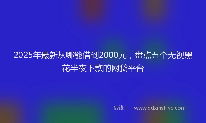 2025年最新从哪能借到2000元，盘点五个无视黑花半夜下款的网贷平台