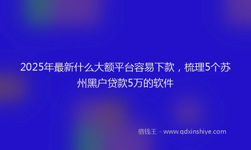 2025年最新什么大额平台容易下款，梳理5个苏州黑户贷款5万的软件