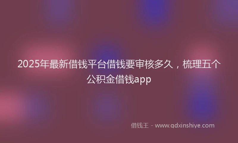 2025年最新借钱平台借钱要审核多久，梳理五个公积金借钱app