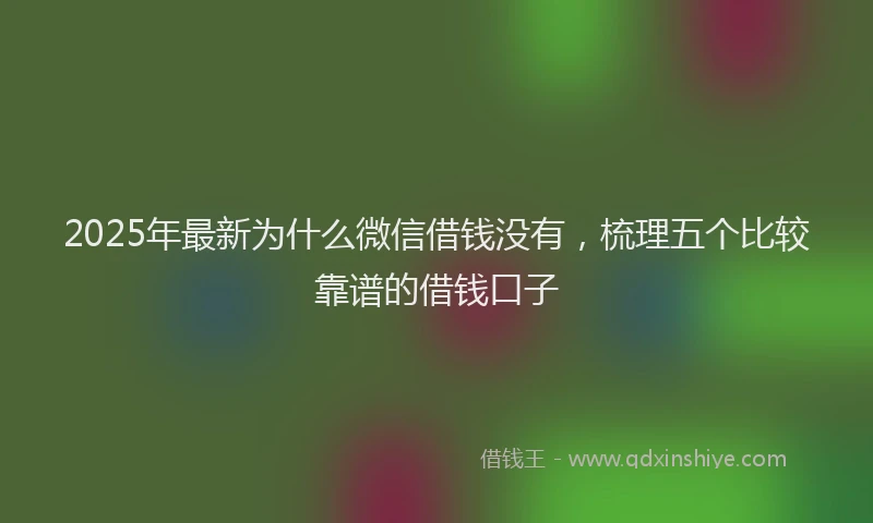 2025年最新为什么微信借钱没有，梳理五个比较靠谱的借钱口子