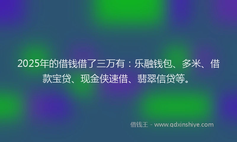 2025年的借钱借了三万有：乐融钱包、多米、借款宝贷、现金侠速借、翡翠信贷等。