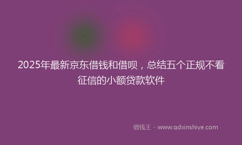 2025年最新京东借钱和借呗，总结五个正规不看征信的小额贷款软件