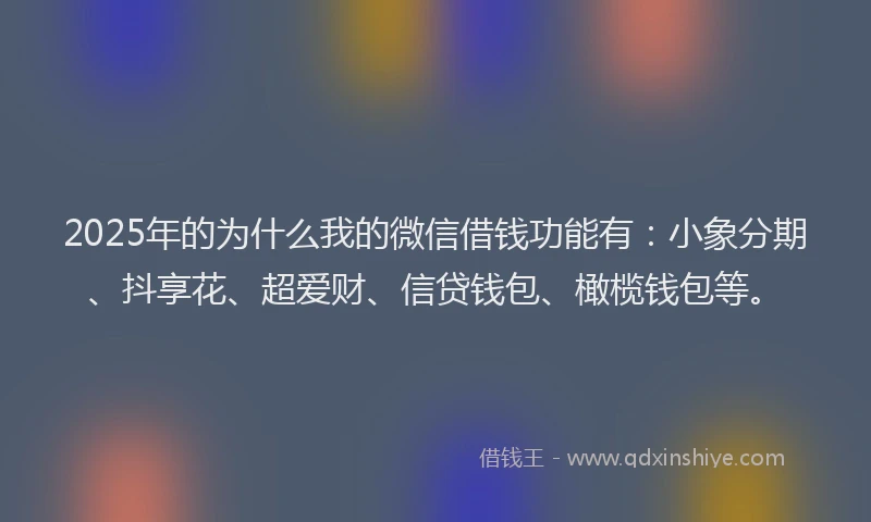 2025年的为什么我的微信借钱功能有：小象分期、抖享花、超爱财、信贷钱包、橄榄钱包等。
