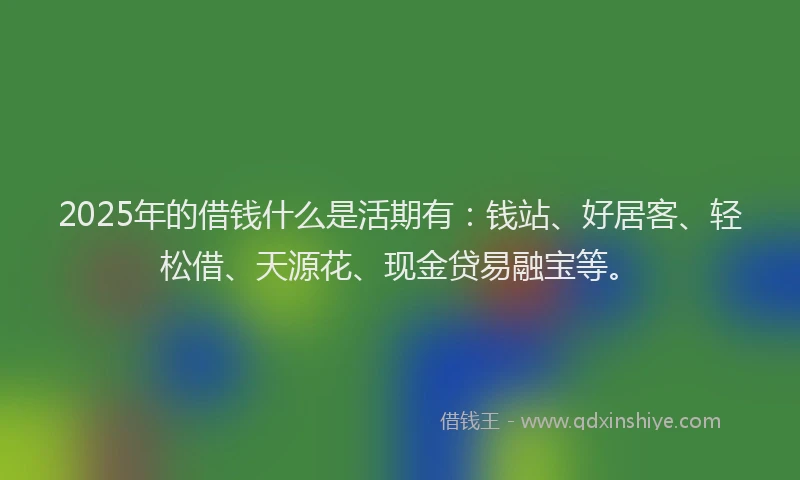 2025年的借钱什么是活期有：钱站、好居客、轻松借、天源花、现金贷易融宝等。