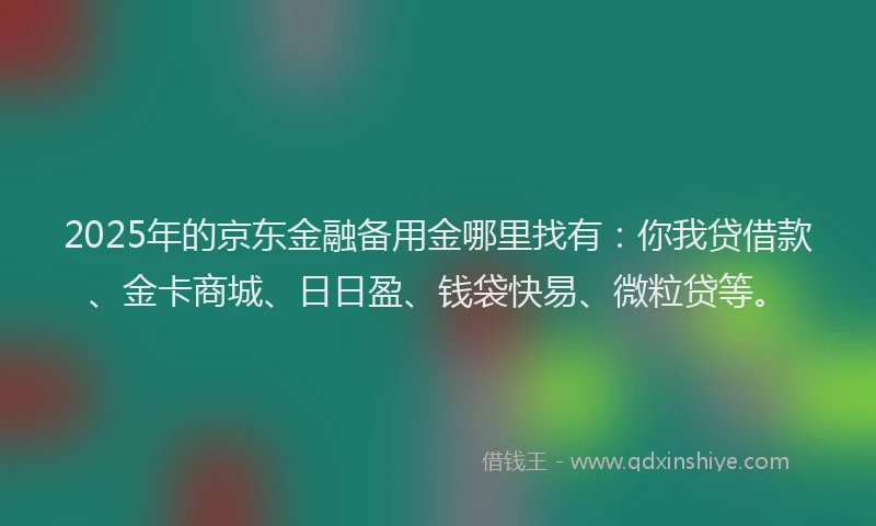 2025年的京东金融备用金哪里找有：你我贷借款、金卡商城、日日盈、钱袋快易、微粒贷等。